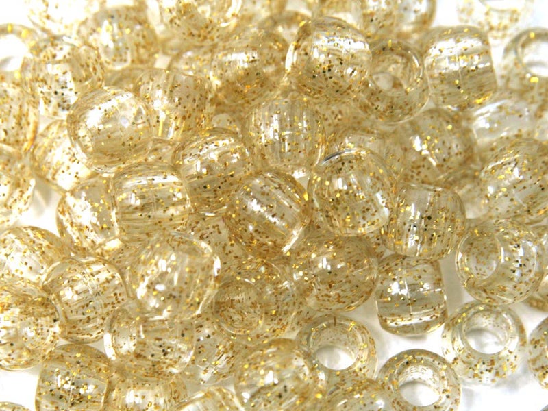Tara Assorted Color Design 60 Pieces Plastic Beads 12 x 12 mm for Braid Hair for Girls (Gold Sparkle) - Image 1